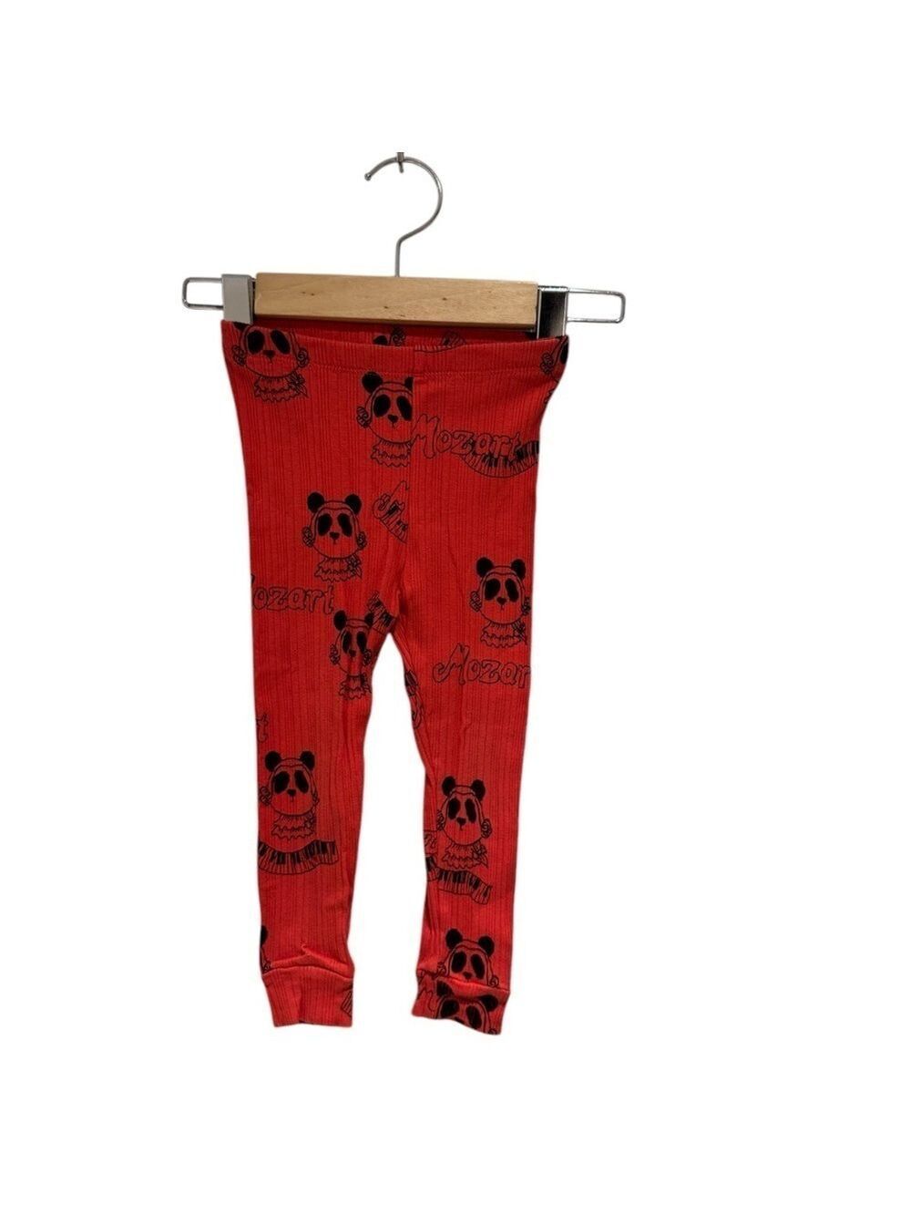 MINI RODINI Red Leggings with Mozart Panda Print - 80/86 (12-18M) - fits 2T imo